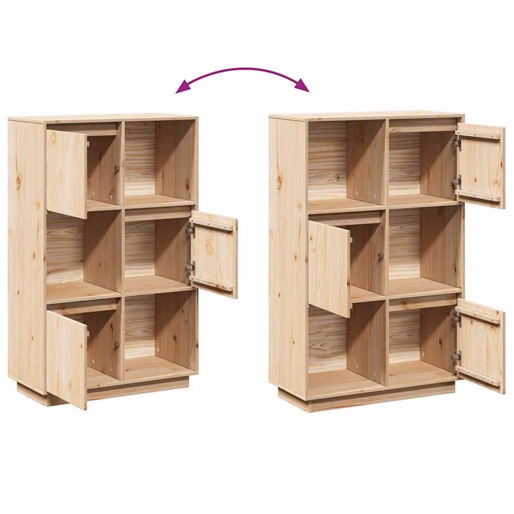 Berkfield Home Highboard in Solid Pine, Beige, W/D/H: 74 x 35 x 117 cm – 2