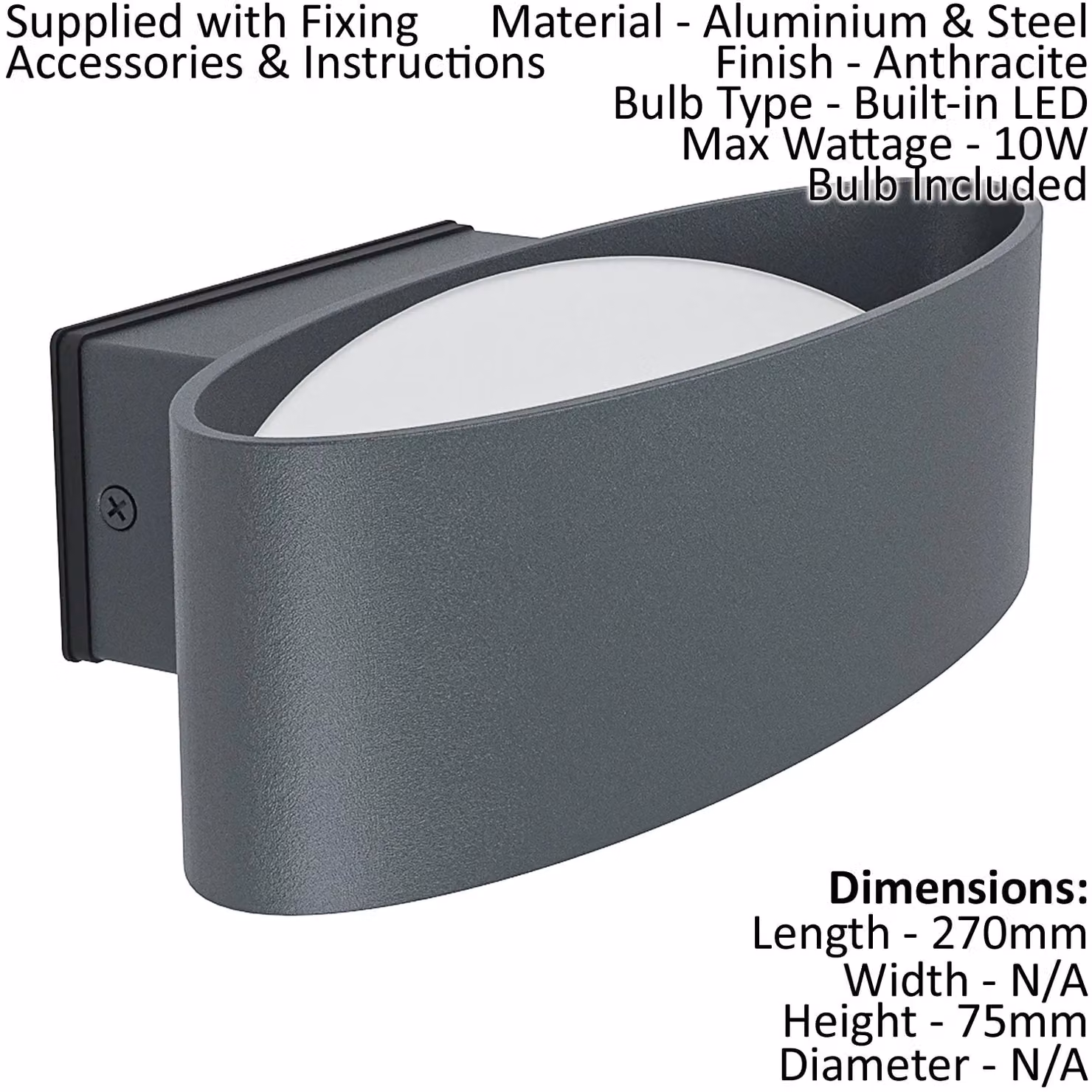 Loops IP44 Anthracite Outdoor LED Wall Light in Aluminium and Steel – 2