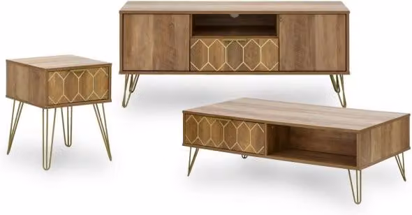 GFW Orleans 3 Piece Living Room Furniture Set in Brown Mango Effect