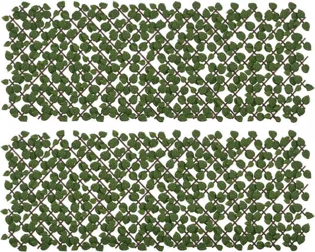 Outsunny Set of 2 Expandable Artificial Trellis Hedges in Emerald Green