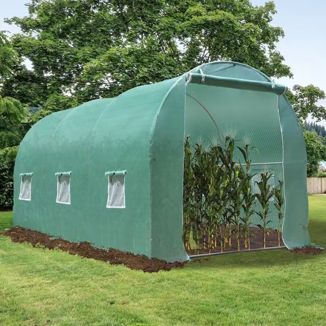 Outsunny Green Walk In Polytunnel Greenhouse for Flower and Vegetable Gardening