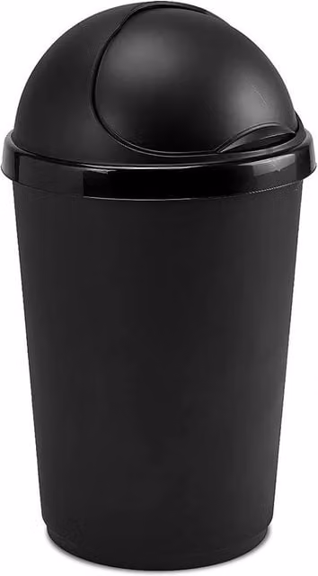 PAWNORA 50L Black Plastic Kitchen Bullet Bin with Swing Lid
