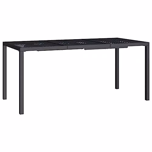 vidaXL Extendable Rectangular Garden Table in Anthracite Powder Coated Steel, W/D/H: 165 x 80 x 72 cm – 1