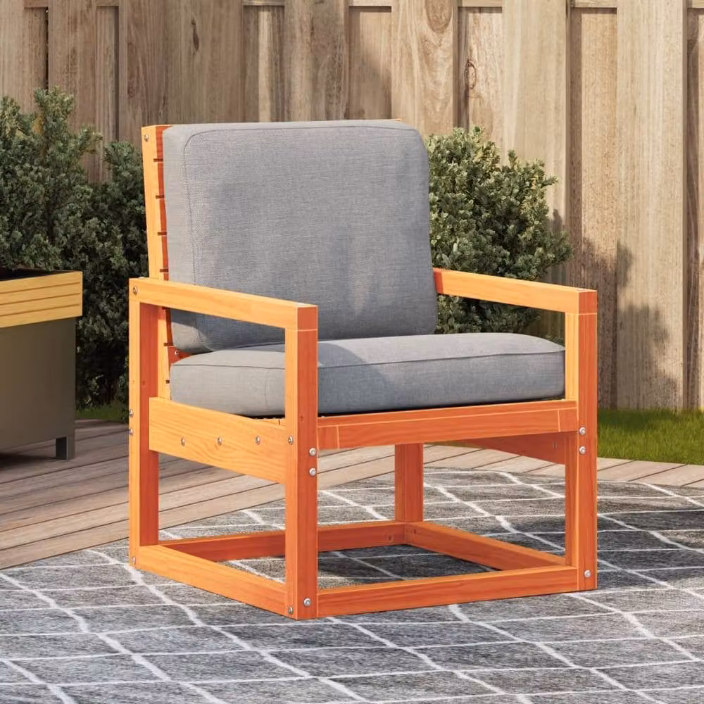 Berkfield Home Rustic Waxed Brown Solid Pine Garden Chair W: 57.5 cm, D: 63 cm, H: 76 cm – 2
