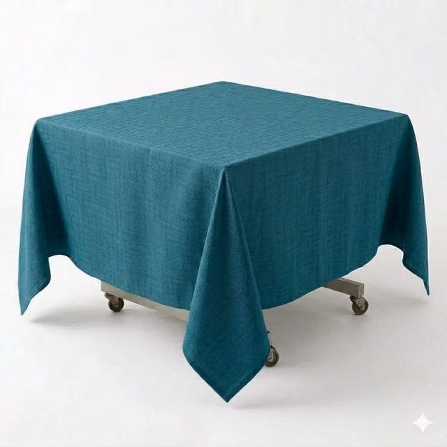 Luxury Living Easy-Care Stain-Repellent Linen-Look Square Tablecloth in Petrol, W/D/H: 135 x 135 x 1 cm