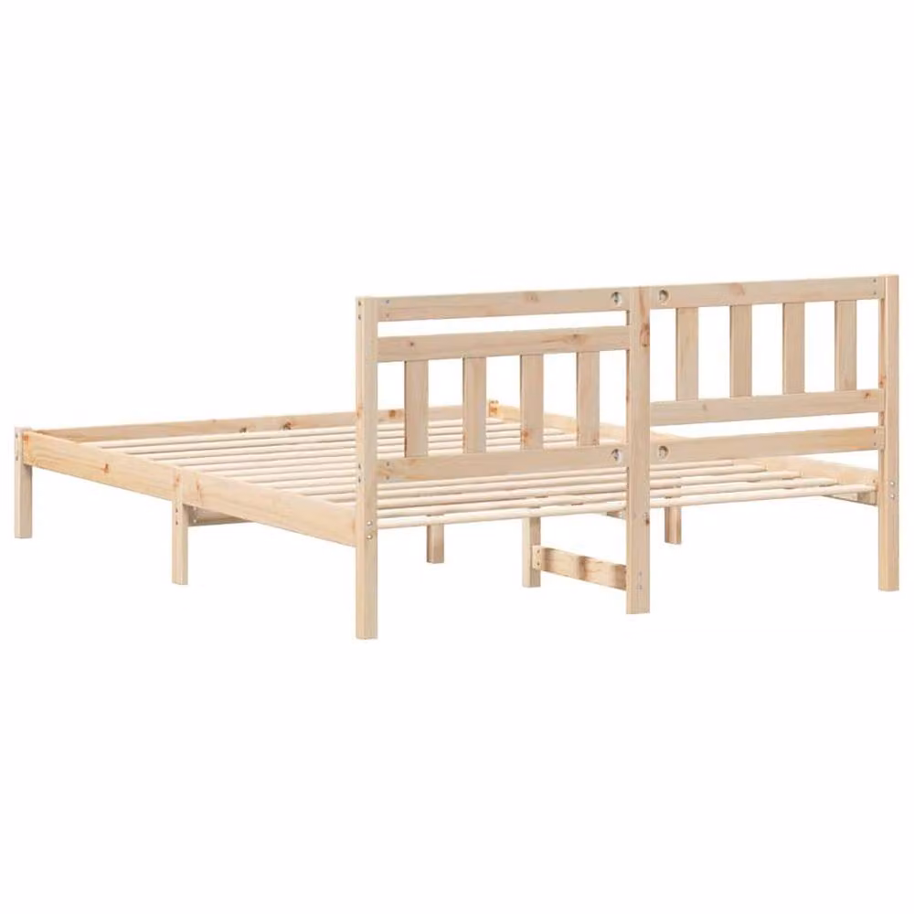 Berkfield Home Solid Pine Wood Bed Frame with Headboard in Brown, W: 160 cm, D: 200 cm – 2