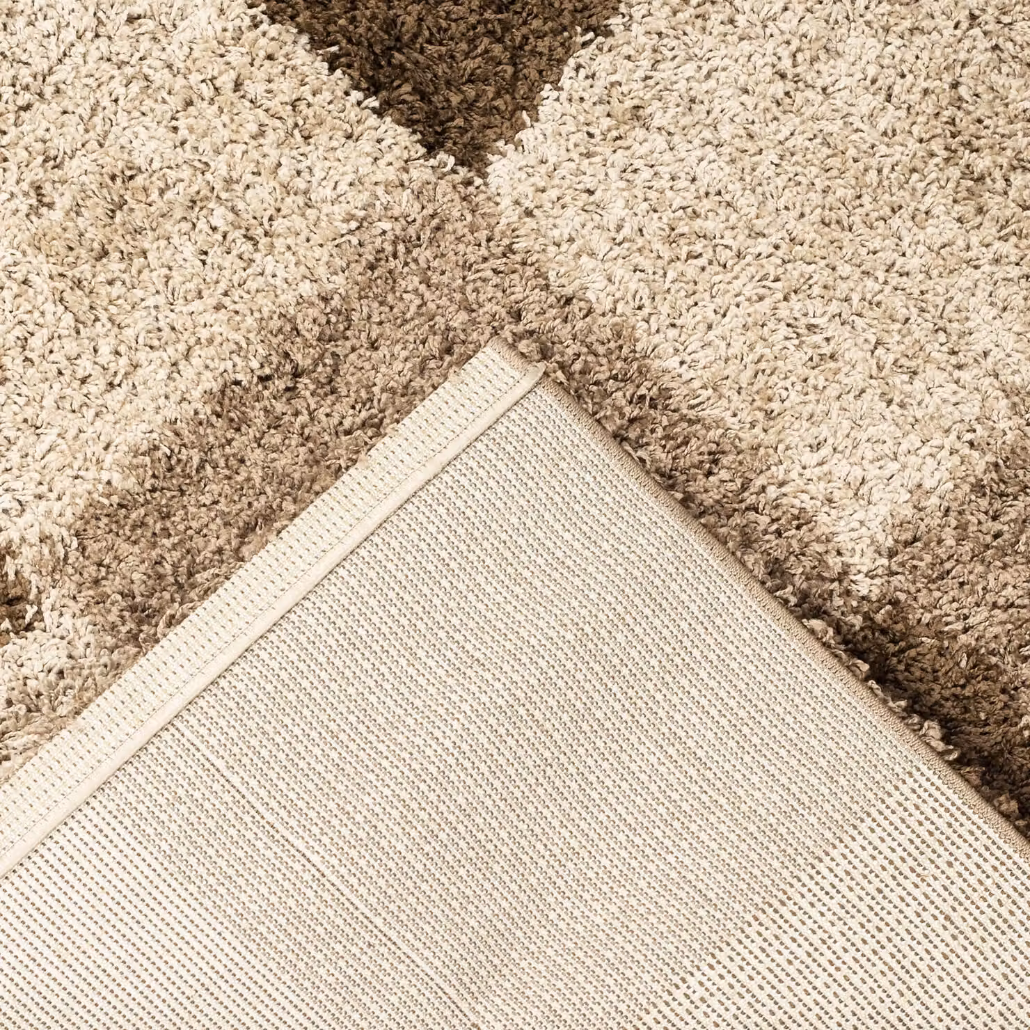 Bravich LTD California Checked Thick Shaggy Rug in Beige, W: 200 cm, D: 290 cm – 5