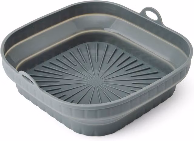 KitchenCraft Collapsible Square Silicone Air Fryer Liner, Grey, W: 22 cm, H: 7.5 cm – 2