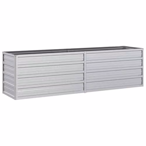 vidaXL Galvanised Steel Garden Raised Bed, Silver, W: 160 cm, D: 40 cm, H: 45 cm