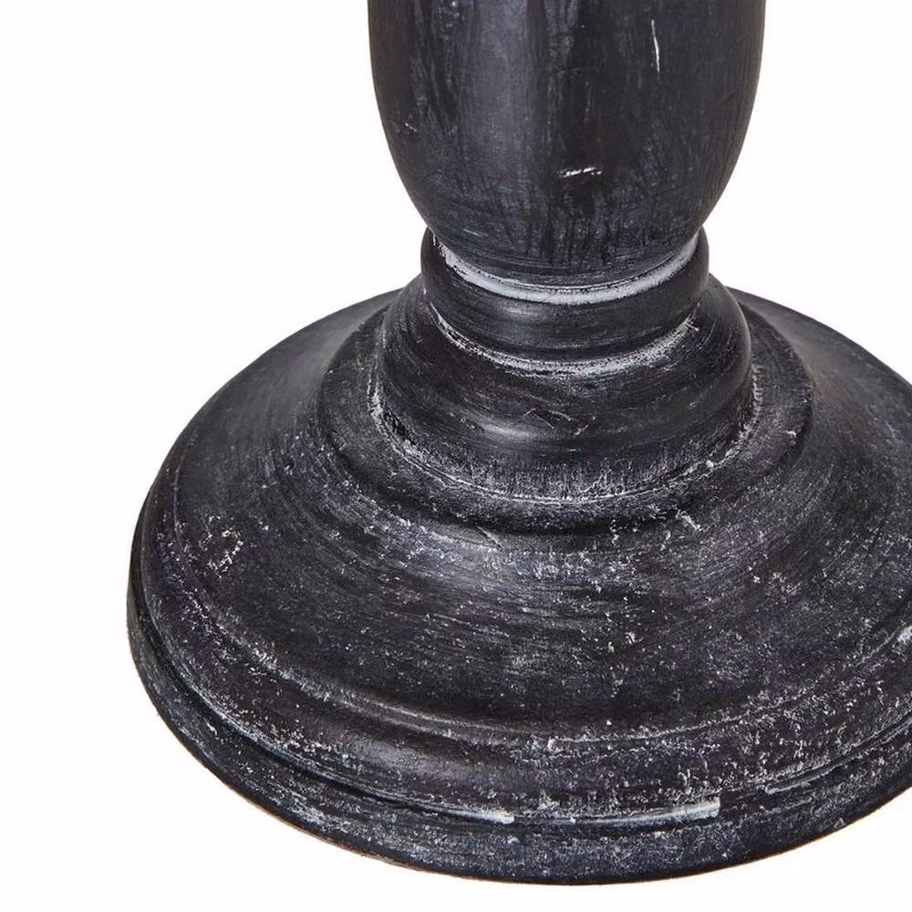 Lemon Pavilion Furniture and Decor Ravenna Column Table Lamp with Grey Linen Shade in Black and Grey, W: 11 cm, D: 11 cm, H: 40 cm – 2
