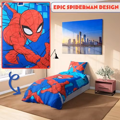 Marvel Spiderman Duvet Cover and Pillowcase Set, Blue and Multicolour, W/D/H: 135 x 200 cm – 3
