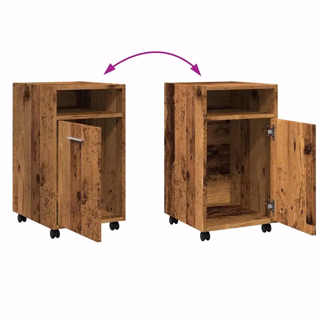 Berkfield Home Cabinet with Wheels in Brown Old Wood, W/D/H: 33 x 38 x 60 cm – 5