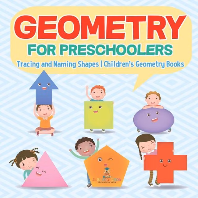 Baby Professor Geometry for Preschoolers Tracing and Naming Shapes Children's Book in White and Multicolour