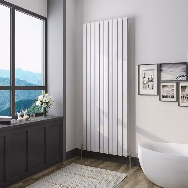 AicaBathroom Vertical Flat Panel Steel Radiator in White, H 180 cm x W 68 cm