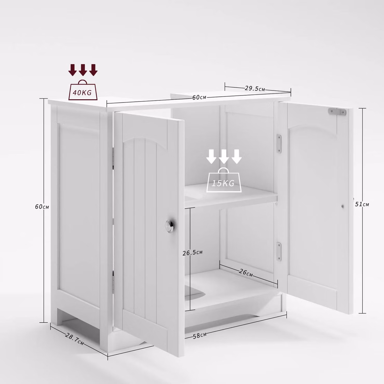 MCC Direct Colorado White Undersink Bathroom Cabinet with Internal Shelves – 2