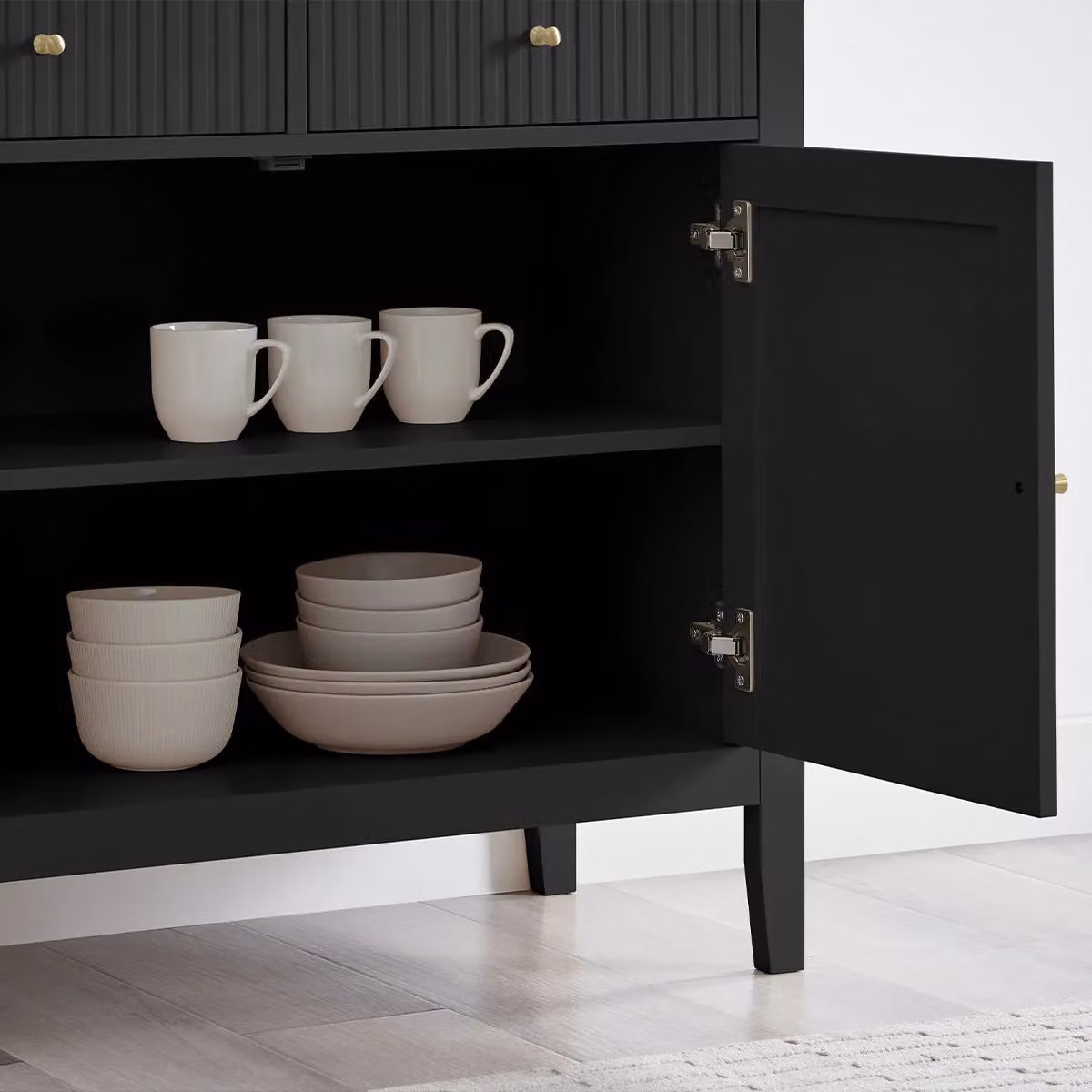 Melody Maison Hales Black Two Door Two Drawer Sideboard with Gold Details – 3