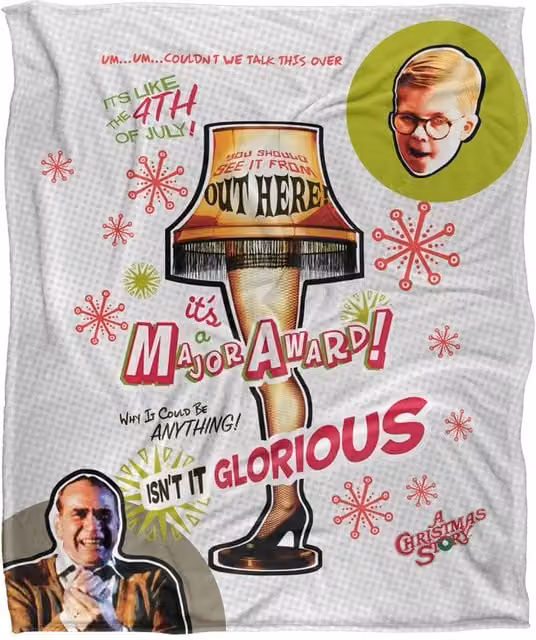 Warner Brothers A Christmas Story Silky Touch Super Soft Fluffy Throw Blanket in White, W: 152 cm, D: 127 cm – 1