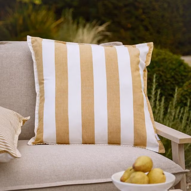 Make It A Home Hayle Striped Cotton Outdoor Cushion, Yellow, Square