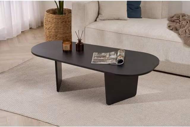 Decortie Ovalis Coffee Table in Black Wood, W/D/H: 130 x 130 x 40 cm