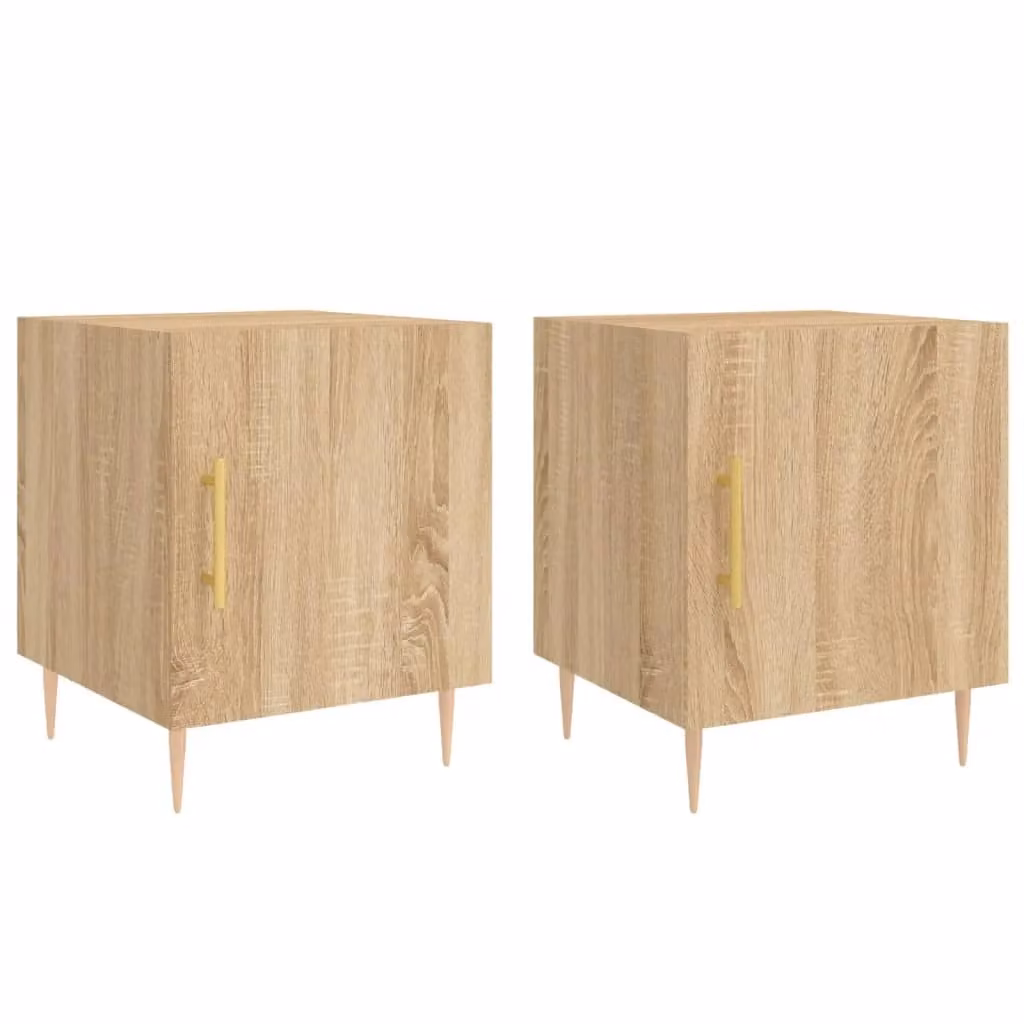 Berkfield Home Set of 2 Sonoma Oak Bedside Cabinets in Brown, W/D/H: 40 x 40 x 50 cm