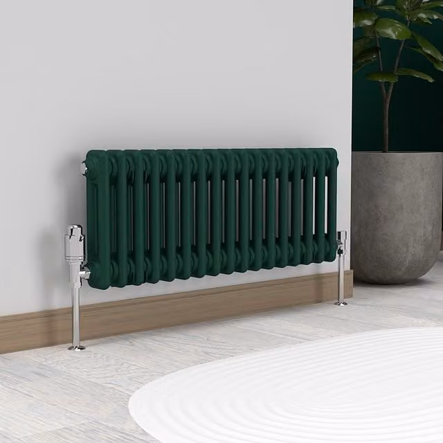 Lux Heat Horizontal Column Radiator in Green, W: 30.0 cm, H: 78.5 cm
