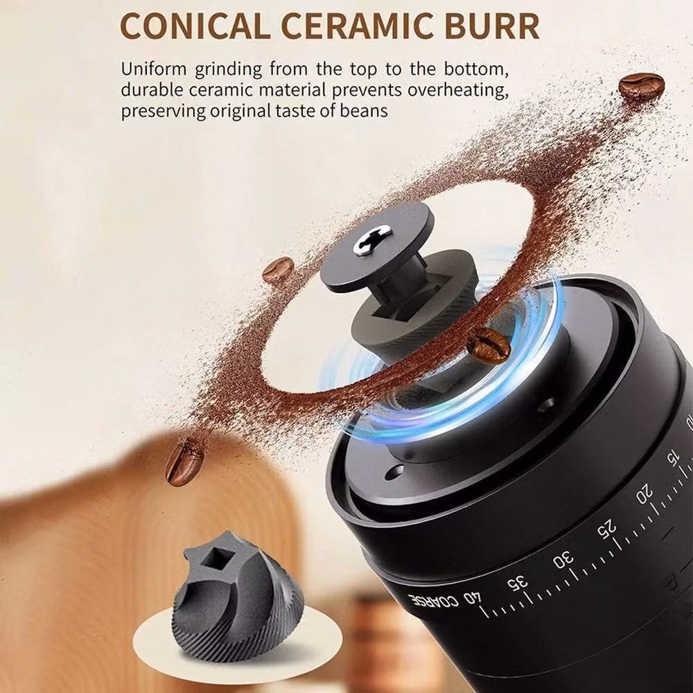 EONLION Portable USB Rechargeable Electric Coffee Grinder, Black – 4
