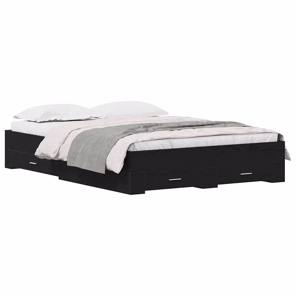 Berkfield Home Modern Bed Frame with Drawers in Black Oak, Engineered Wood, W: 160 cm, D: 200 cm – 3
