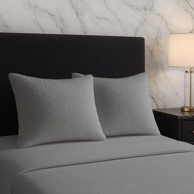 Snug City Silver Teddy Fleece Pillow Case Pair with Envelope Closure, W: 48 cm x H: 74 cm