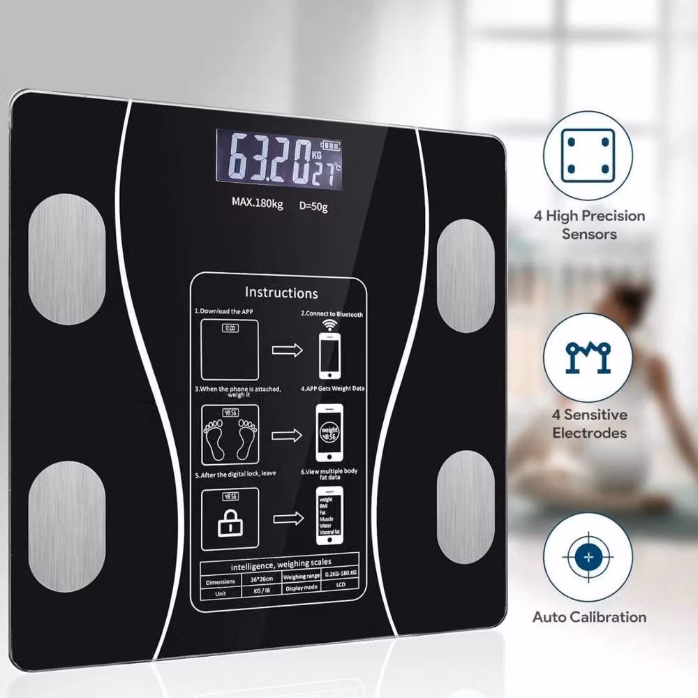 Kelvenix Smart Bluetooth Body Fat Scale with BMI Tracking and App Control, Black – 3