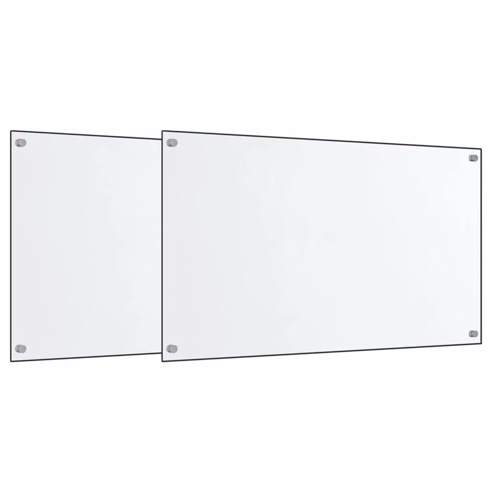 Berkfield Home Kitchen Backsplash, 2 Pack Transparent Black Tempered Glass, W: 70 cm, H: 60 cm