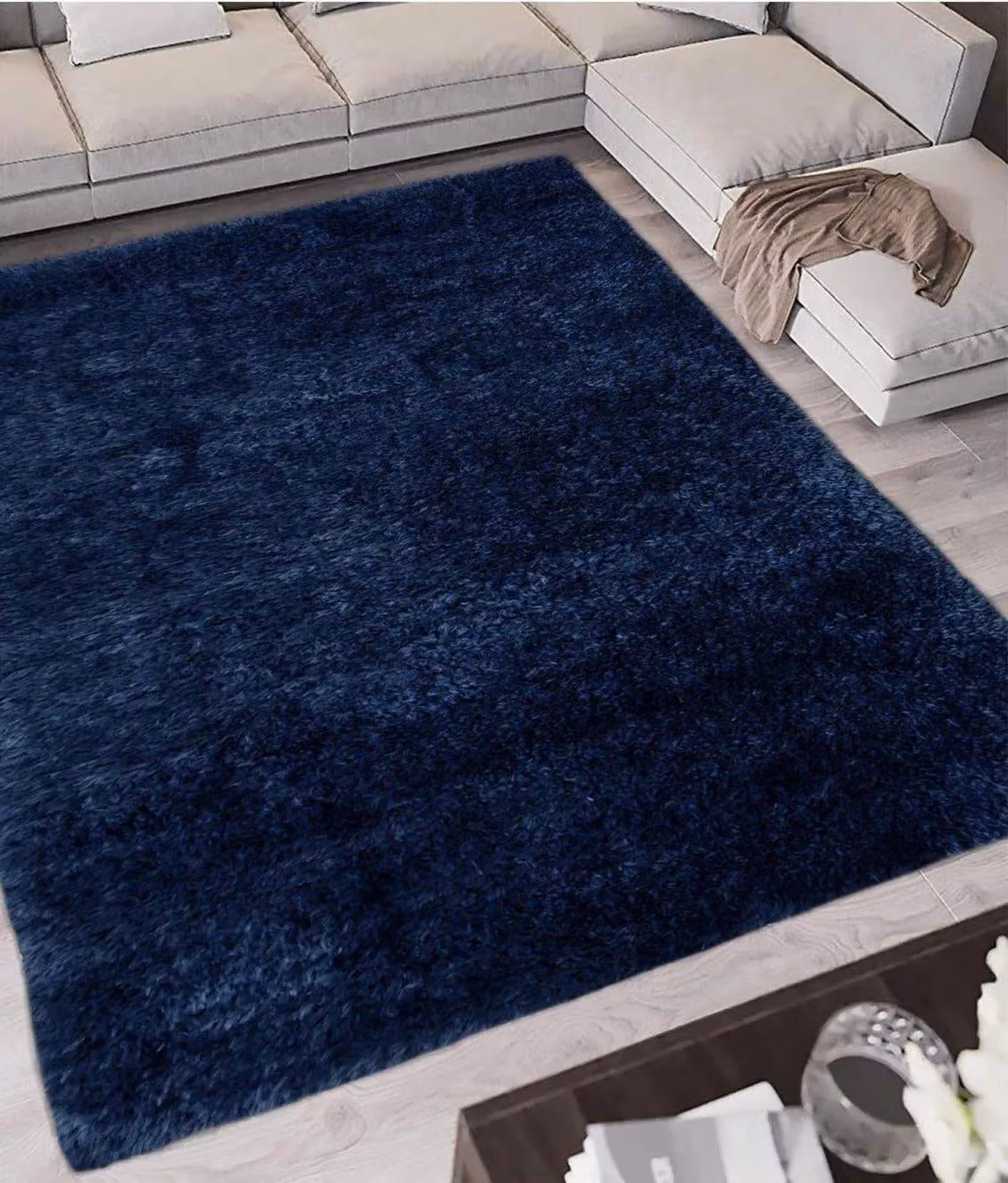 THE RUGS Lagom Collection Solid Design Shaggy Rug in Blue, W: 200 cm, L: 290 cm – 3