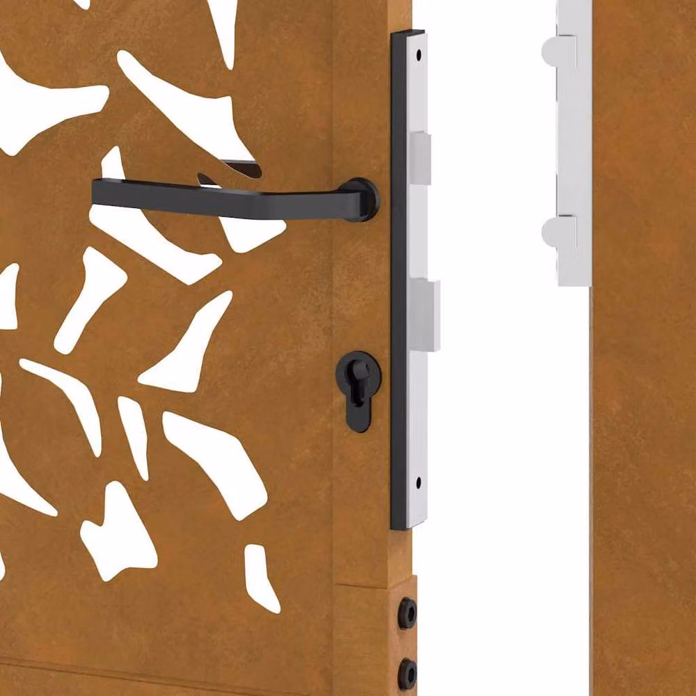 Berkfield Brown Weathering Steel Garden Gate with Leaf Design, W: 105 cm, H: 155 cm – 5