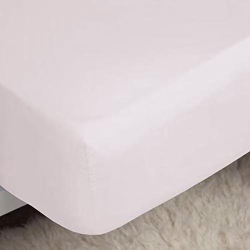 Belledorm Easycare 200 Thread Count Cotton Percale Double Fitted Sheet in Pink, W/D/H: 140 x 200 cm
