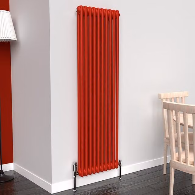 Lux Heat Vertical Coloured Column Radiator in Poppy Red, H 150 cm x W 47 cm