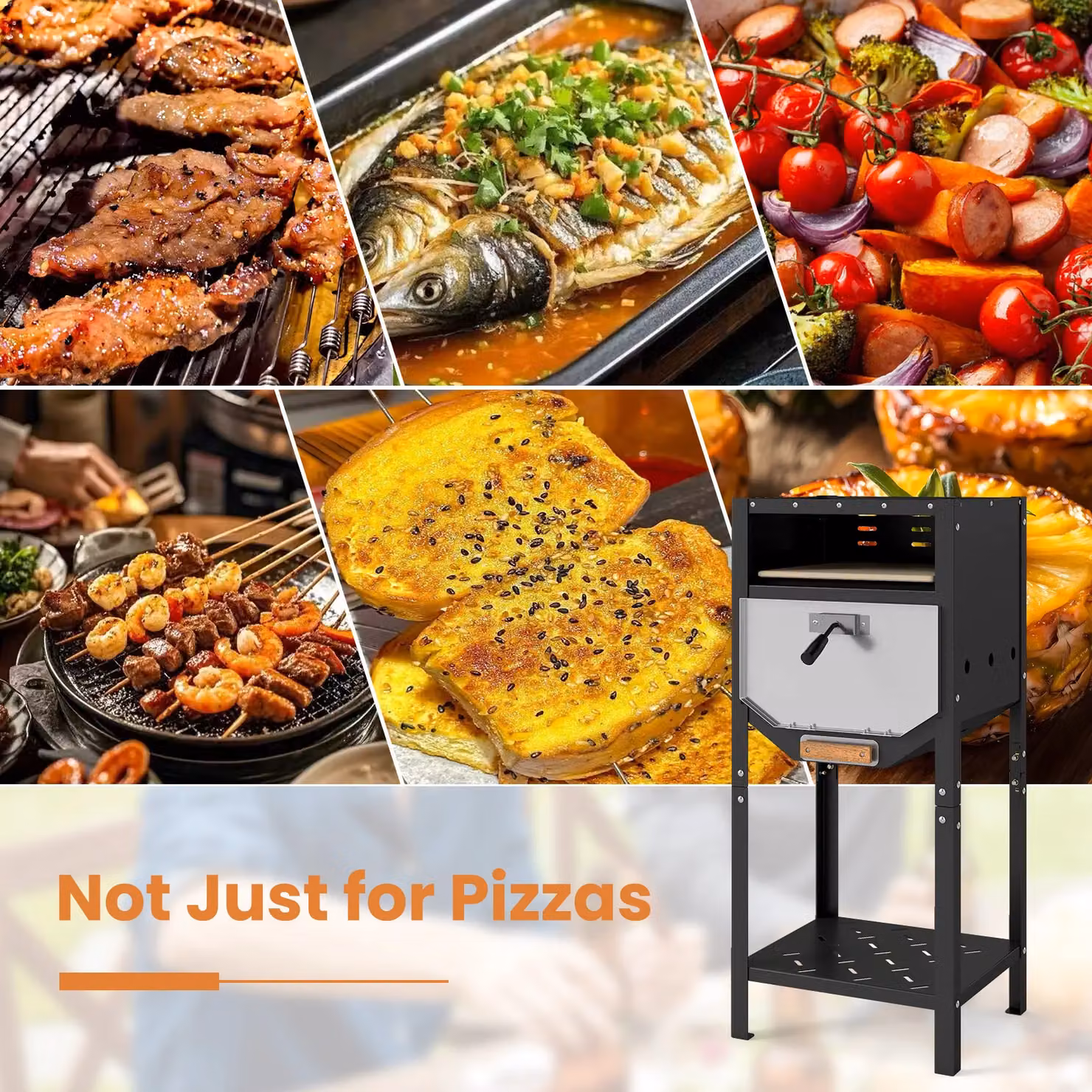 Costway Black Freestanding Wood-Fired Outdoor Pizza Oven – 5