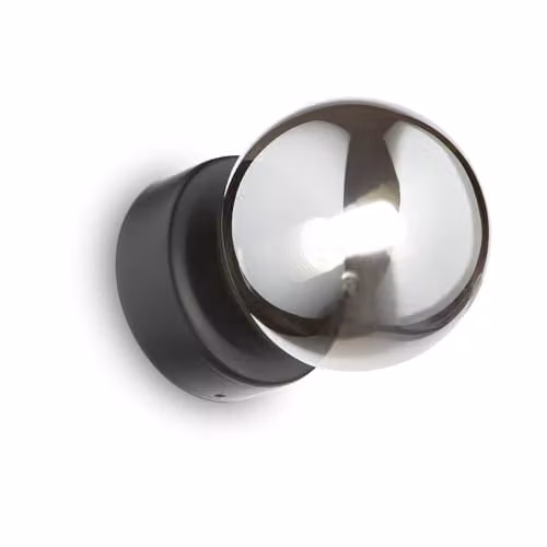 Netlighting PERLAGE Wall Lamp in Black with Transparent Glass Sphere Shade – 1