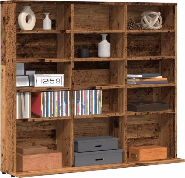 Berkfield Home CD Cabinet in Brown Old Wood, W/D/H: 100 x 23 x 89.5 cm – 1
