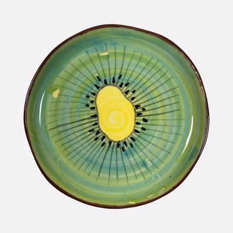 Studio Noticed Kiwi Floral Ceramic Dessert Plate, Green, Diameter: 17.5 cm