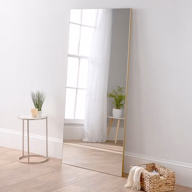 Yearn Minimalist Full Length Wall Mirror in Gold