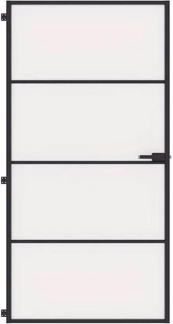 Berkfield Modern Slim Interior Door in Black with Tempered Glass and Aluminium, W: 102.5 cm, H: 201.5 cm – 1