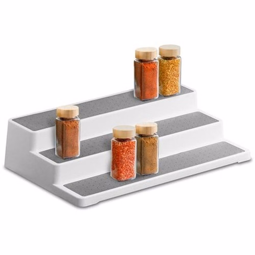 NESTLUNE 3 Tier Nonslip Spice Rack Cupboard Storage Shelf, White, W: 100 cm, D: 15 cm – 3