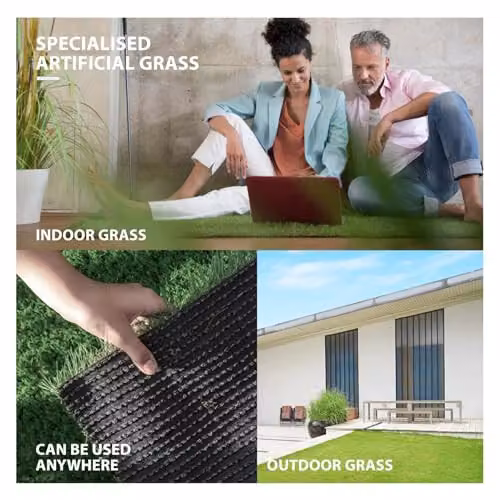 WALPLUS Artificial Grass Rug, Green, W: 100 cm, D: 80 cm, 20mm Pile – 5
