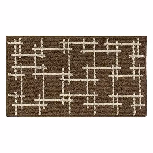 JVL Vector Machine Washable Latex Backed Doormat, Brown, W: 40 cm, D: 70 cm