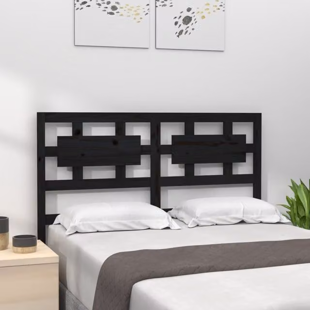 Berkfield Home Rustic Black Solid Wood Pine Bed Headboard, W: 205.5 cm, D: 4 cm, H: 100 cm – 1
