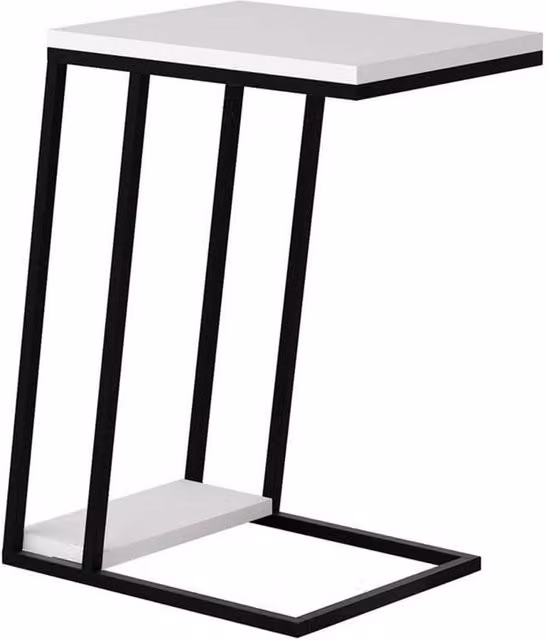 Havendro Modern 2 Tier White Sofa End Table with Metal Frame – 1