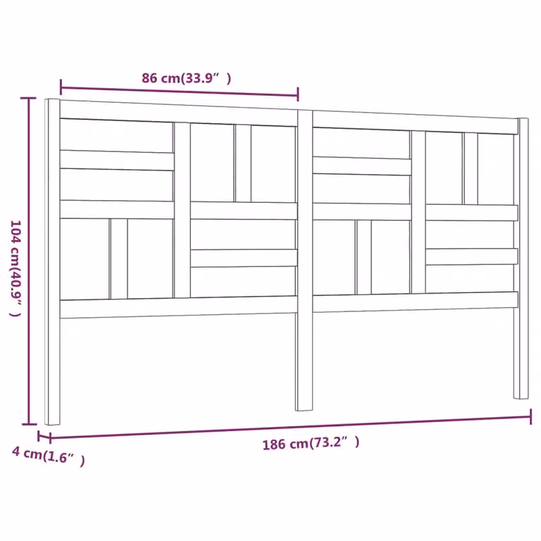 Berkfield Home Rustic Solid Wood Pine Bed Headboard in Brown, W: 186 cm, D: 4 cm, H: 104 cm