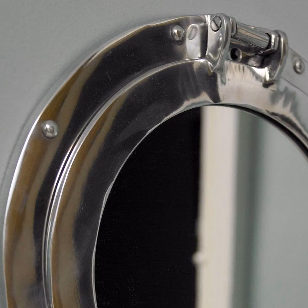 Melody Maison Silver Metal Round Porthole Wall Mirror, W/D/H: 28 x 28 x 28 cm – 3