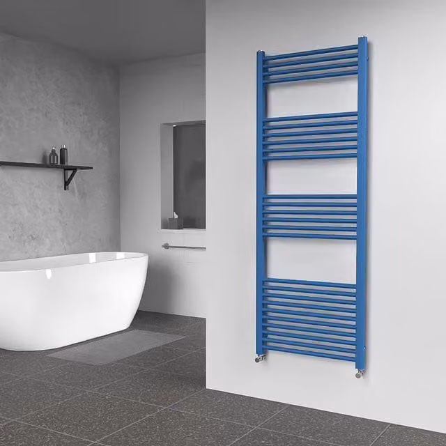 Lux Heat Coloured Steel Towel Radiator in Blue, H 160 cm x W 60 cm