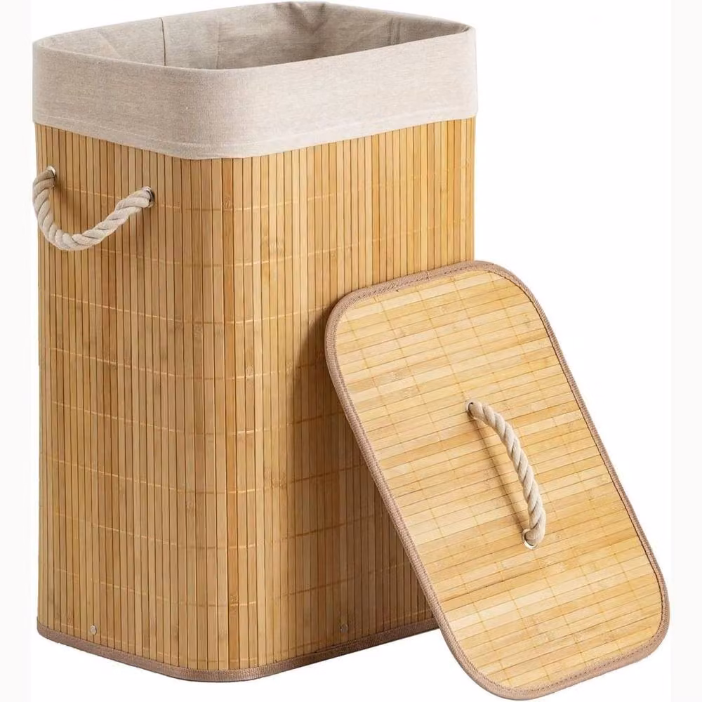Marco Paul Collapsible Bamboo Laundry Washing Basket in Brown – 2