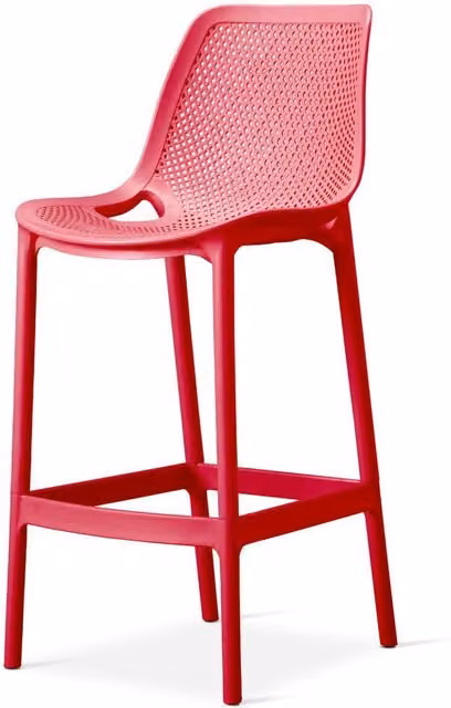netfurniture Gunez Modern Red Polypropylene Bar Stool